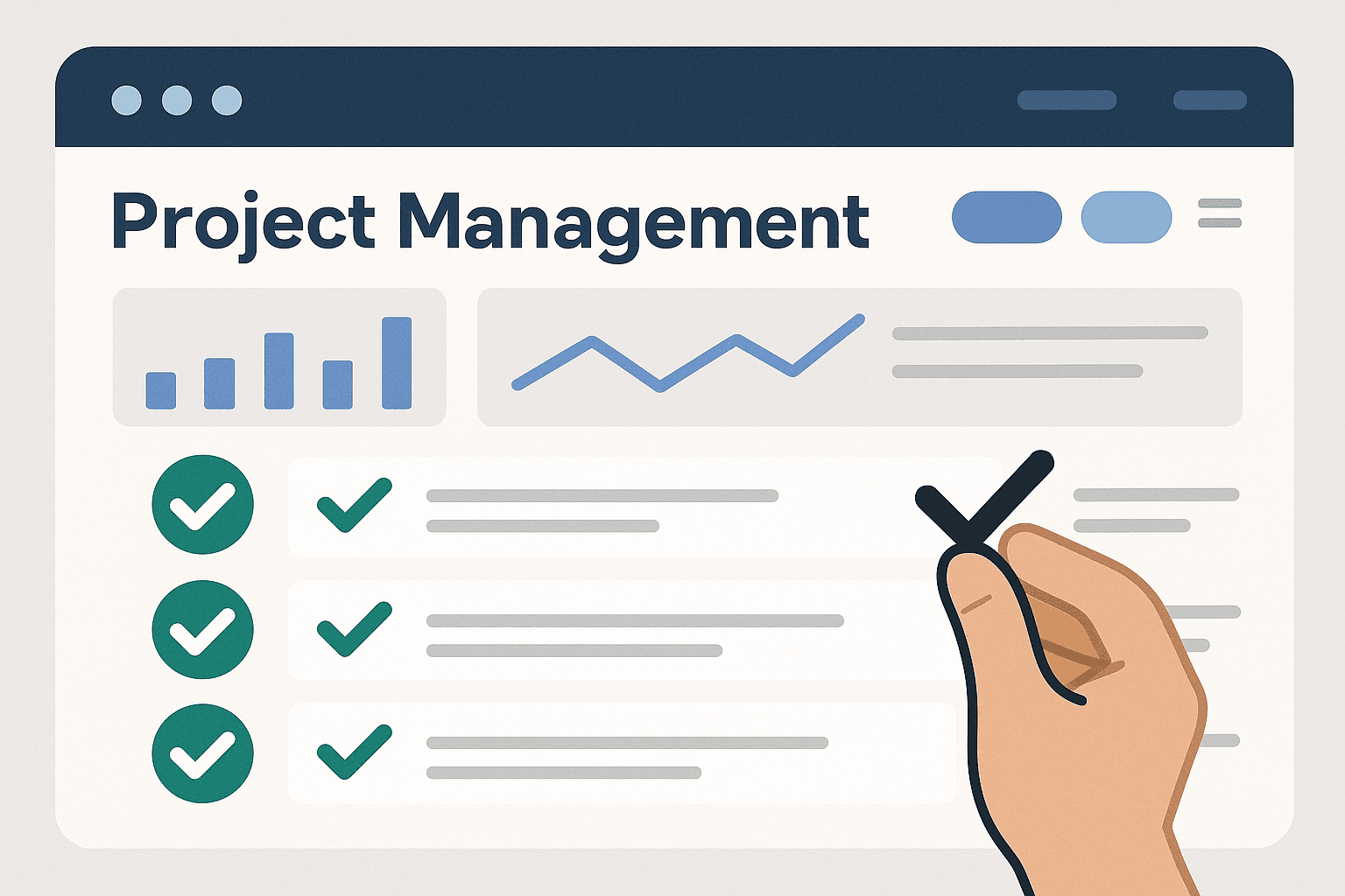 Close-up of a project management dashboard interface showing tasks being checked off, symbolizing efficiency and organization.
