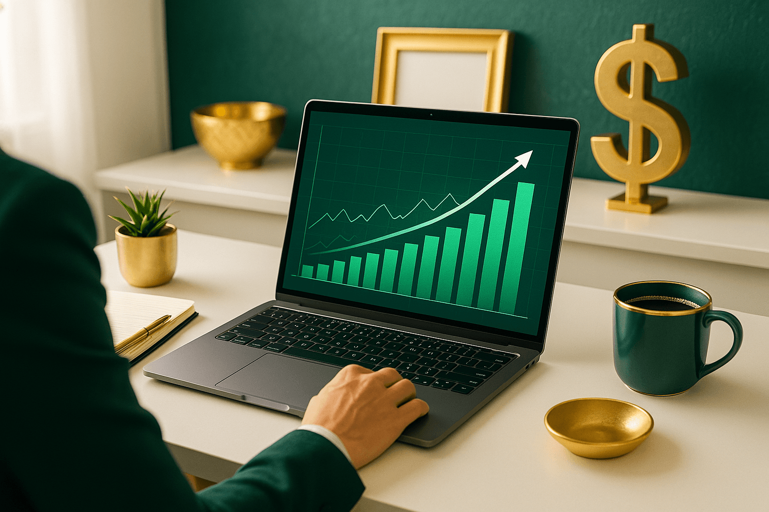 Person achieving financial freedom through online income